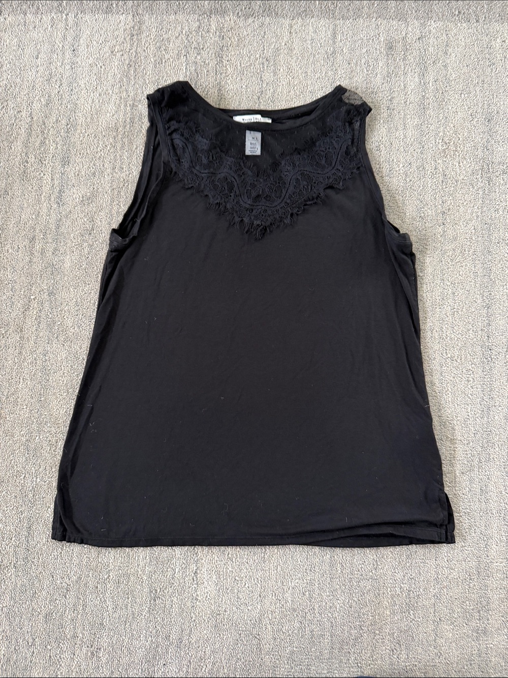White House Black Market Black Lace-Yoke Tank size Medium